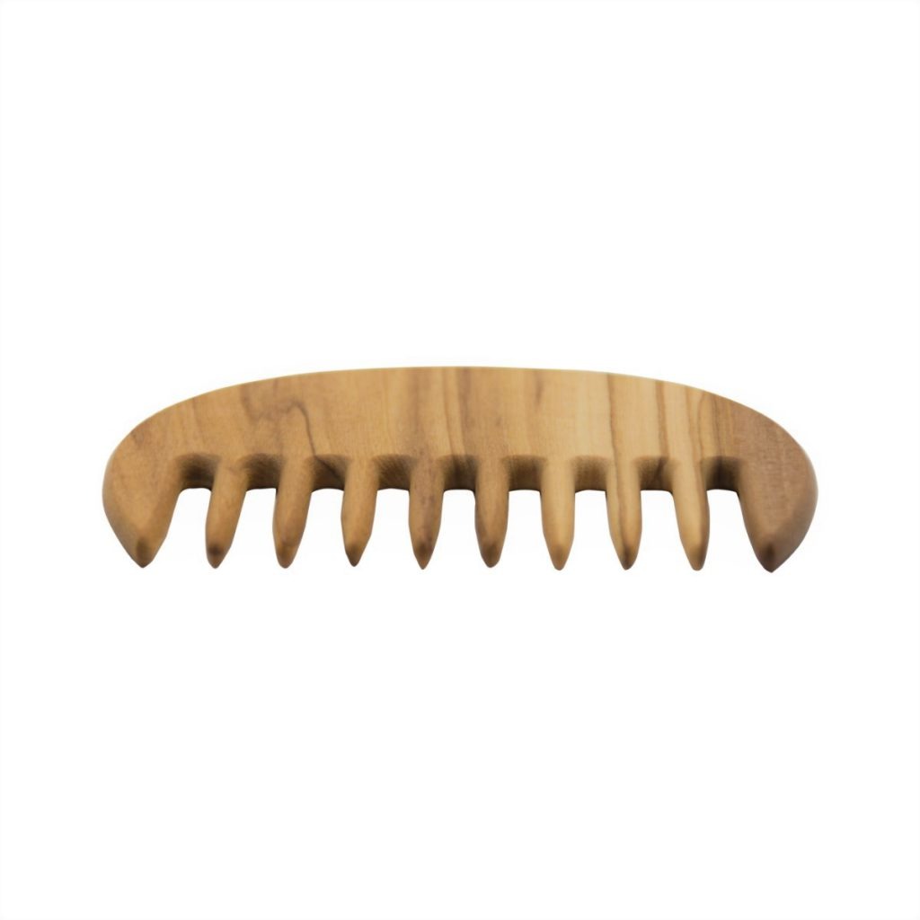 Peine de madera de púas anchas horizontal