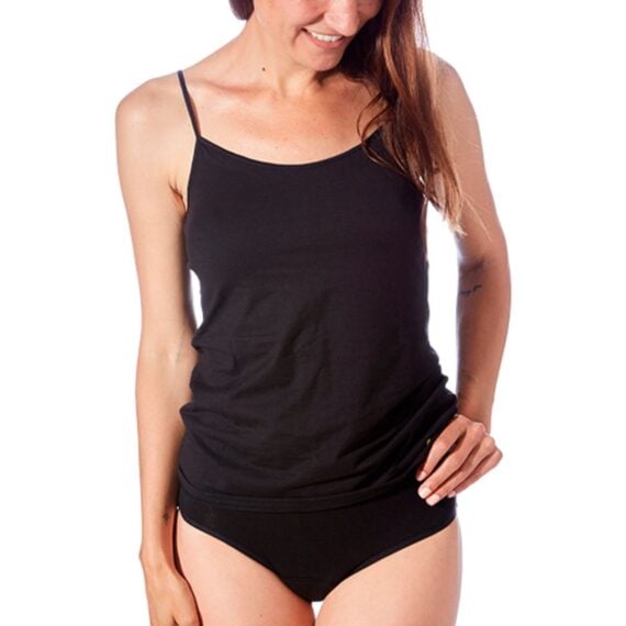 Camiseta de Tirantes en Hilo de Soja – Modelo Afrodita Color Negro