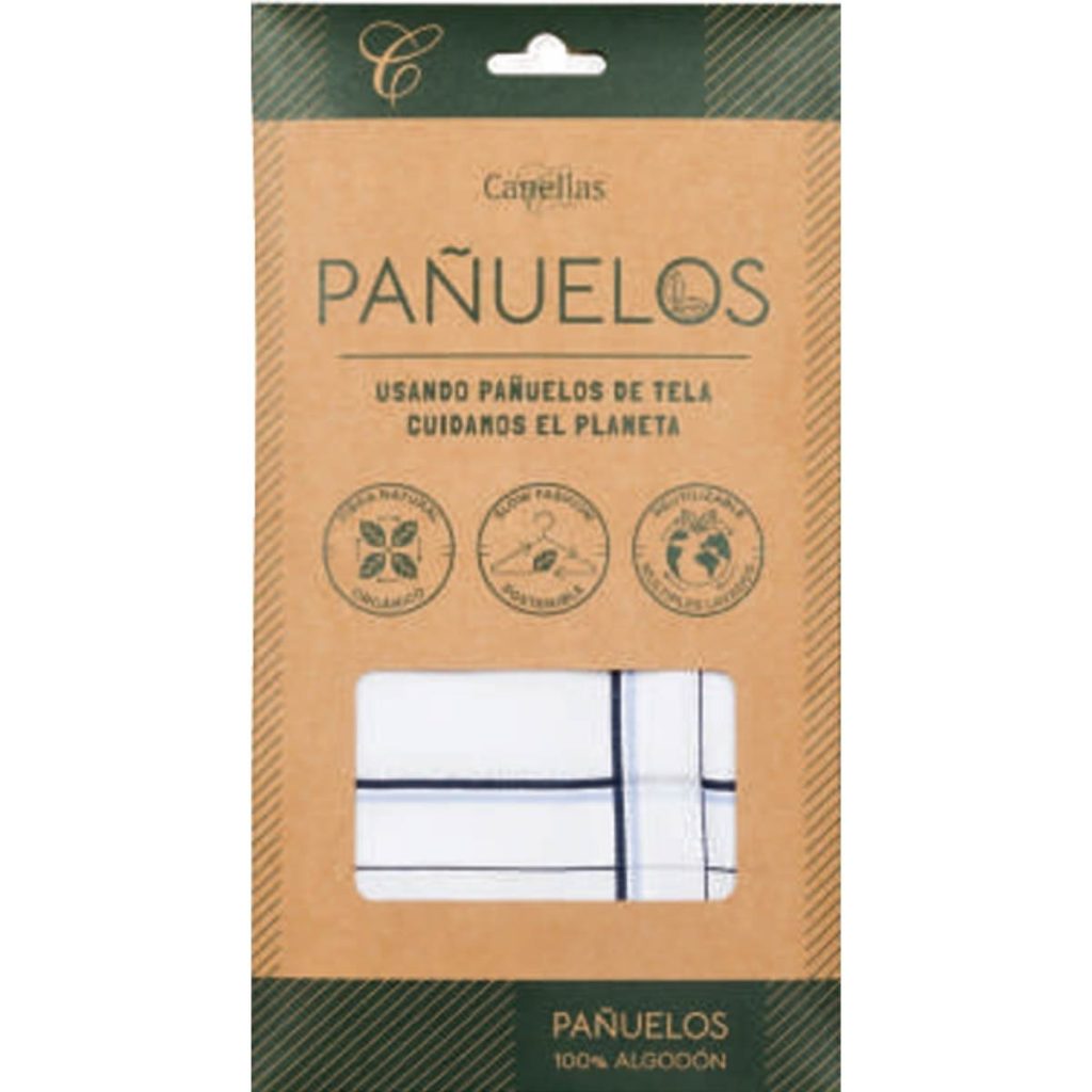 Pack de 3 pañuelos de tela para hombres con estampado Blanco con Rayas Oscuras