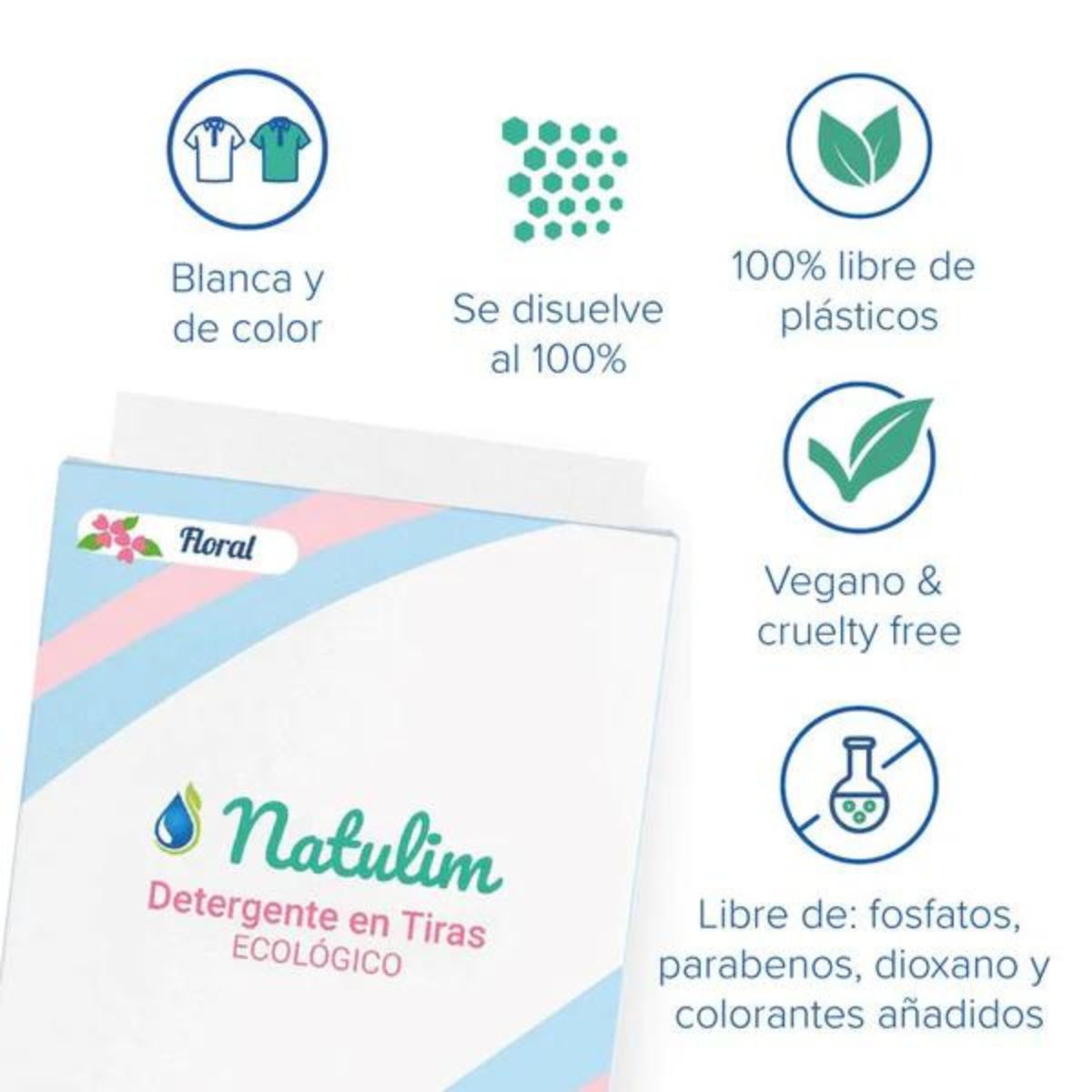 Natulim - Detergente en Tiras para Lavadora (40 Lavados) - Incluye efecto  Suavizante, Ecológico, Hipoalergénico - Ropa limpia y suave sin ensuciar el  Planeta (Fragancia Floral) : : Salud y cuidado personal