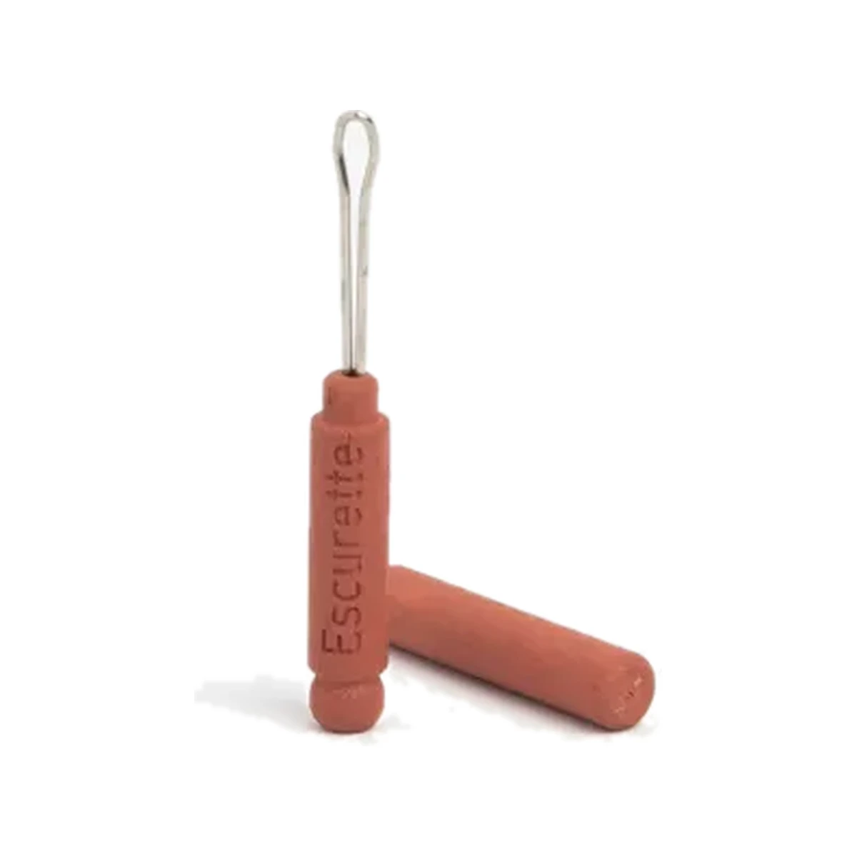 Limpiador de oídos reutilizable de madera Escurette en color palo de rosa con su capuchón