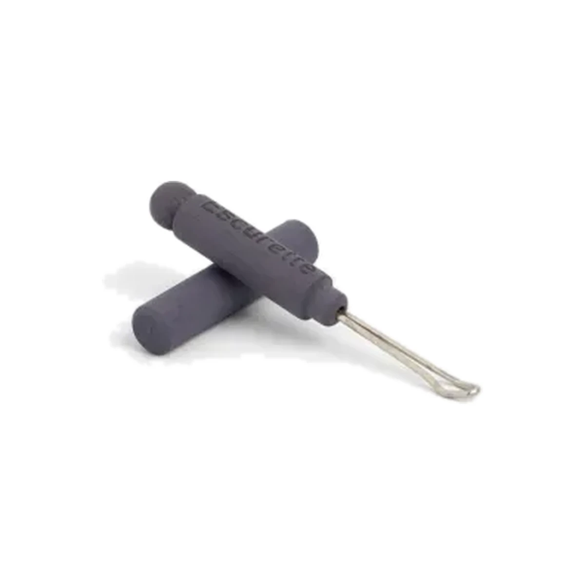 Limpiador de oídos reutilizable de madera Escurette en color malva con su capuchón