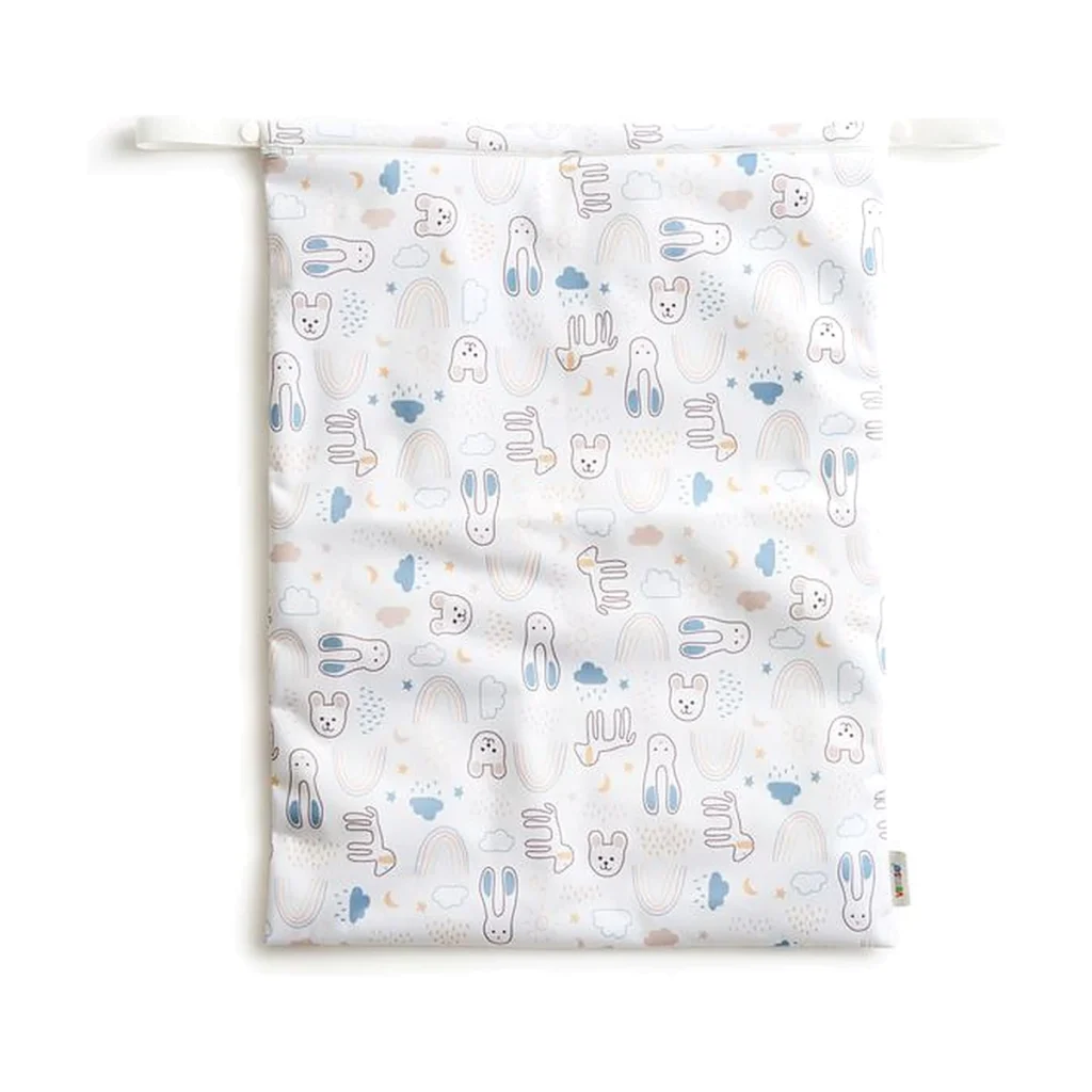 bolsa impermeable para bebe blanca con estampado de animales imse vimse 46x35 cm