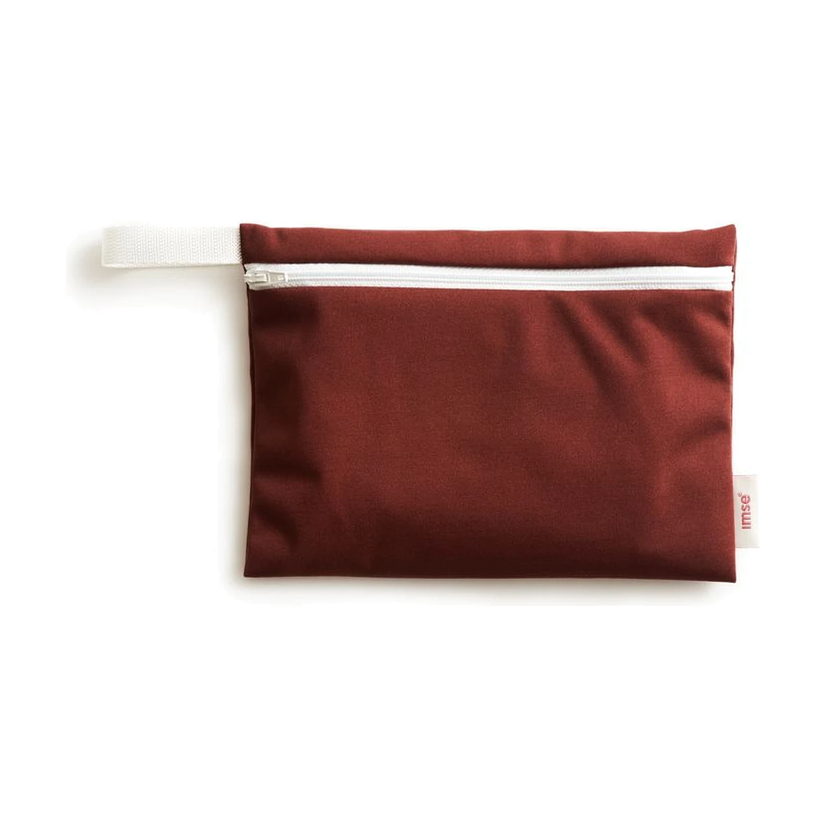 neceser impermeable color vino con cremallera blanca imse vimse 20x15 cm