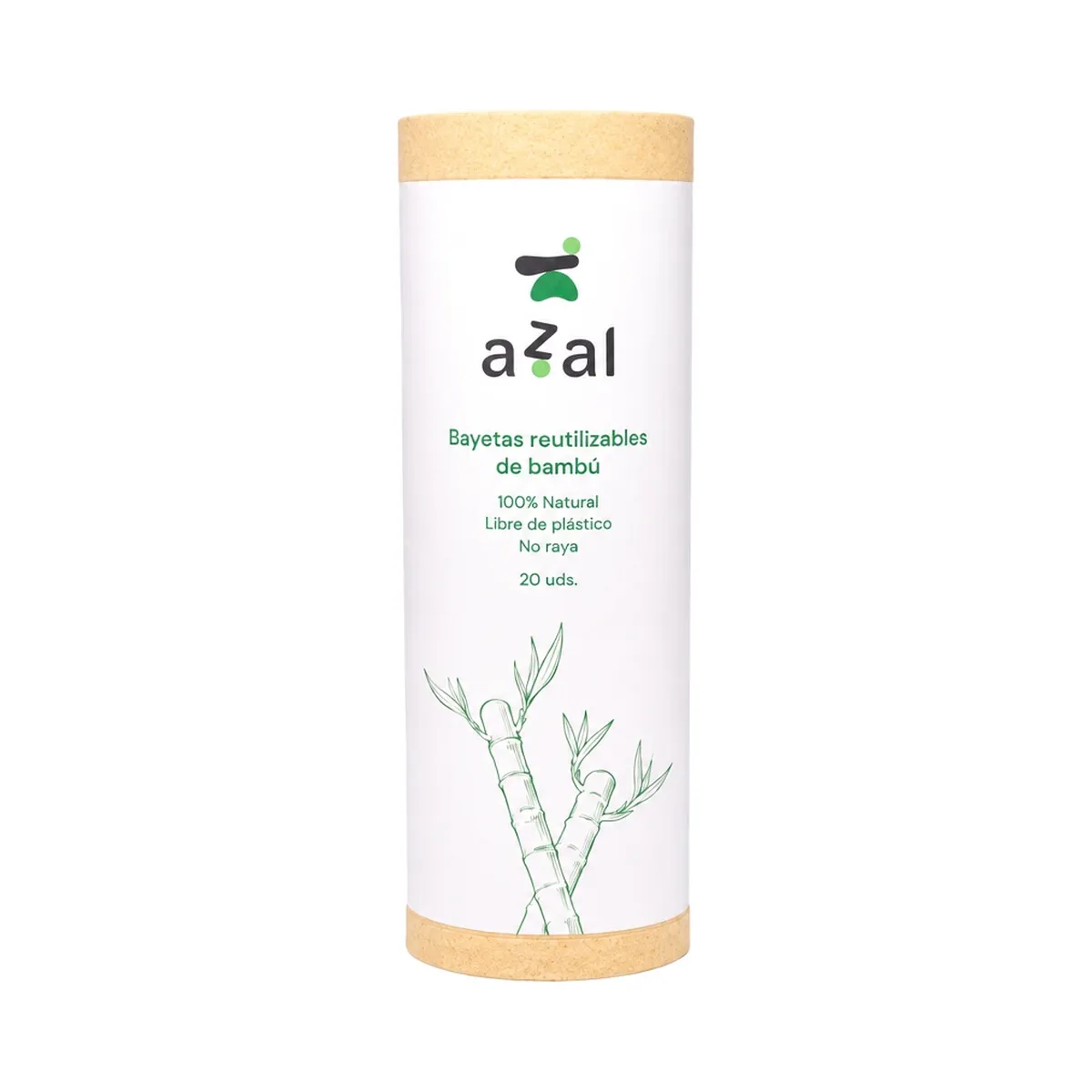 bayetas reutilizables de bamb� azal, rollo de 20 en tubo de cart�n con faja de papel