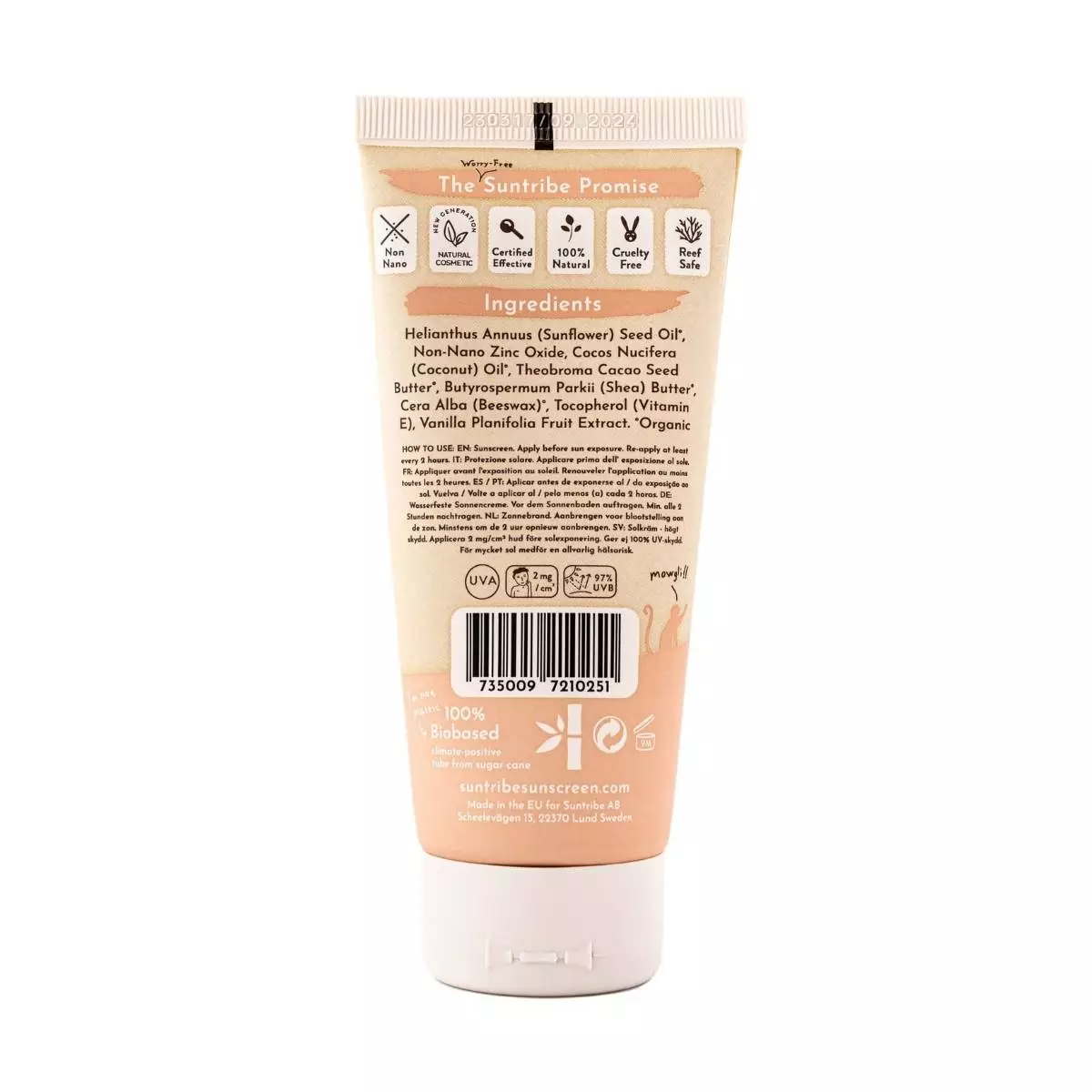 Etiqueta Crema Solar Mineral Ecológica Bebés Niños Suntribe