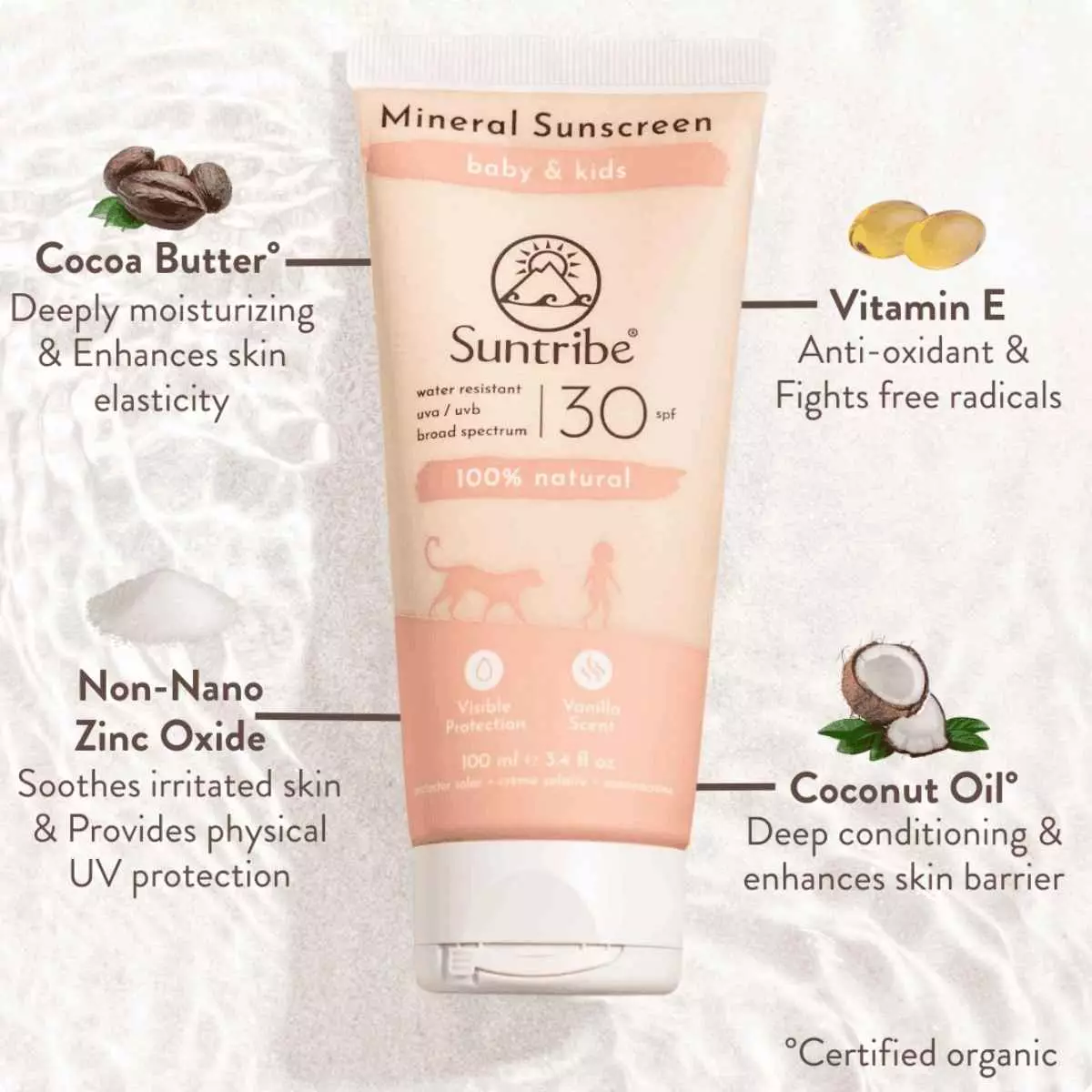 Ingredientes Crema Solar Mineral Ecológica Bebés Niños Suntribe