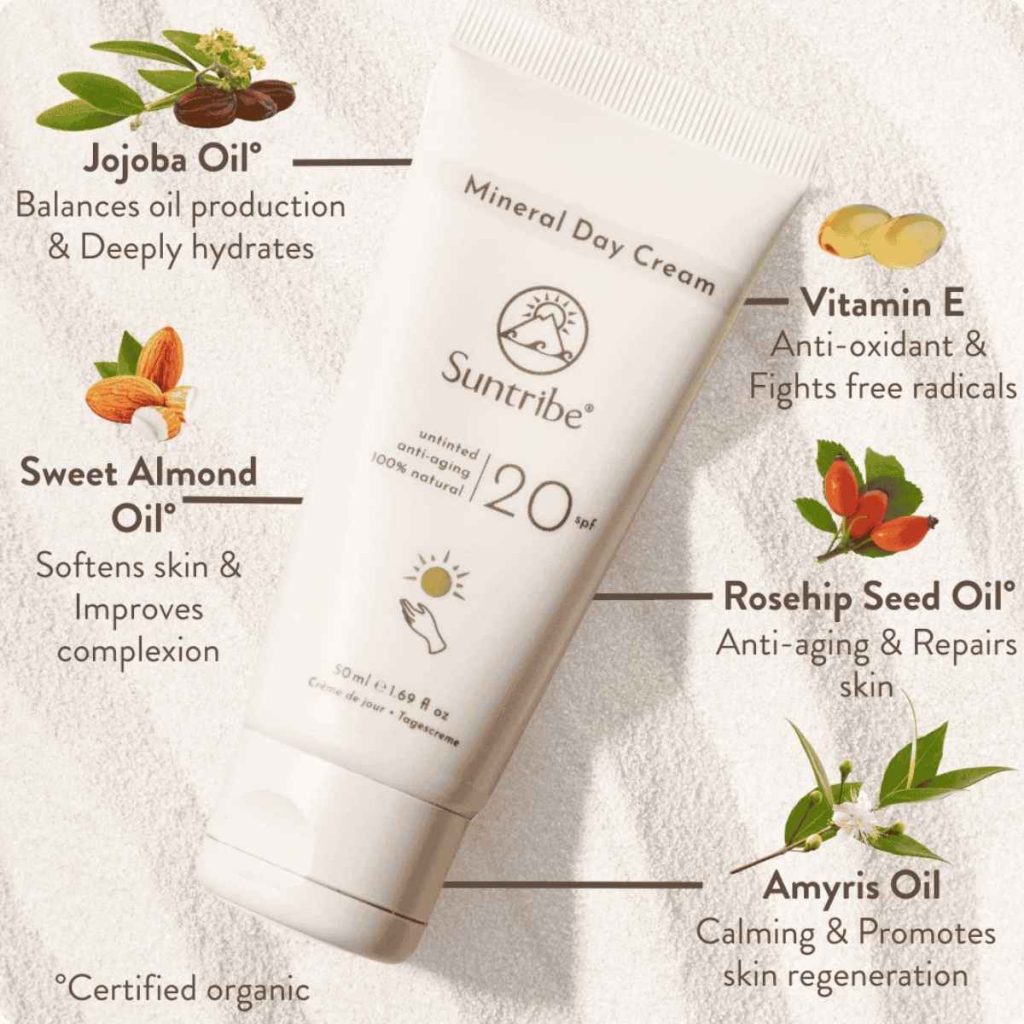 Ingredientes Crema de Día Natural SPF sin Tinte Suntribe