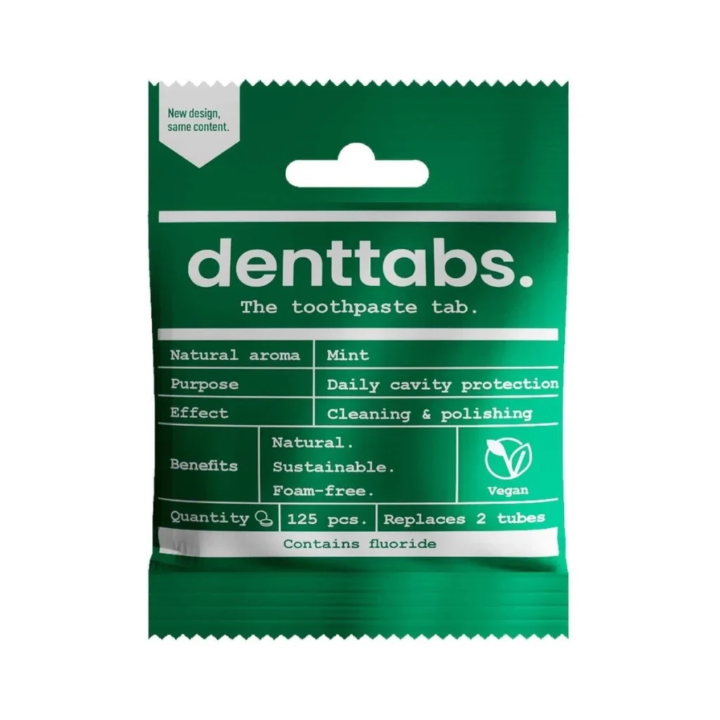 dentifrico ecologico en pastillas con fluor denttabs bolsa de 125 unidades sin plastico