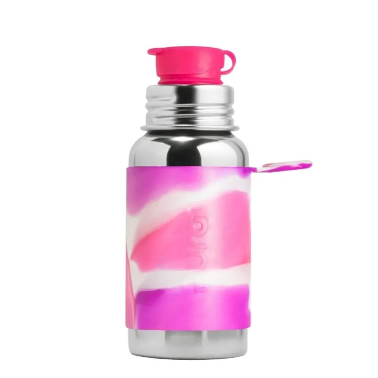botella deportiva de acero inoxidable sin plastico rosa