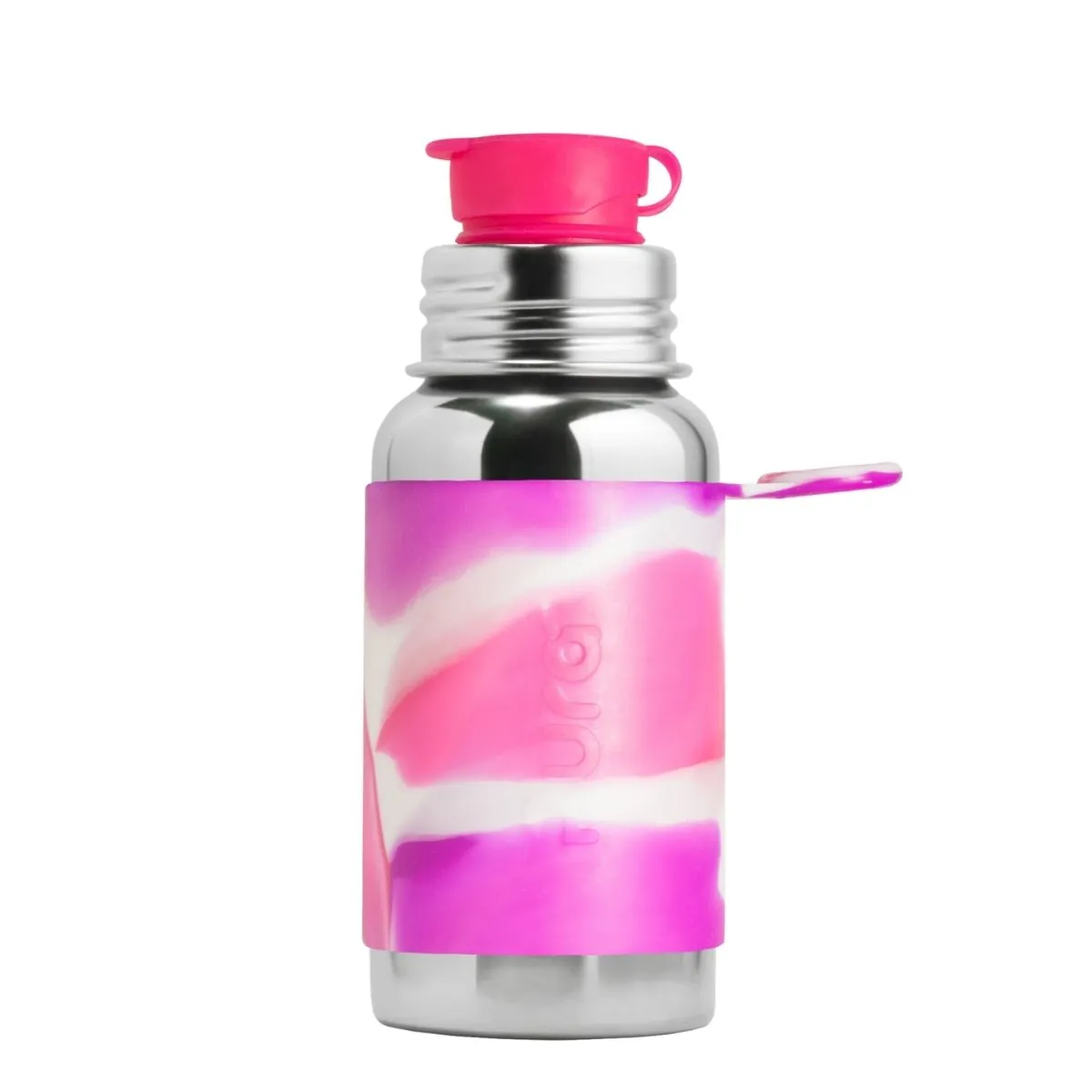 botella deportiva de acero inoxidable sin plastico rosa
