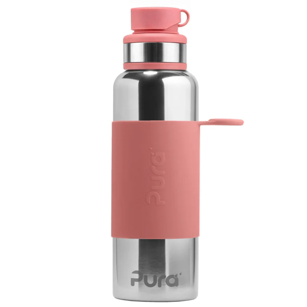 Botella de agua grande de acero inoxidable Pura de 850 ml en color rosa