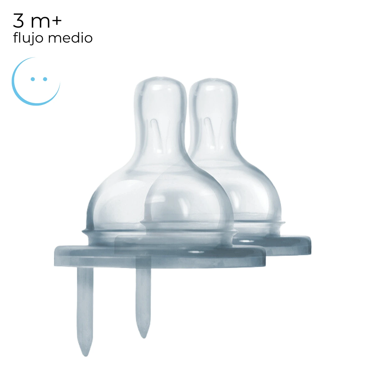 tetina de silicona pura de flujo medio para biberon a partir de 3 meses pack de 2