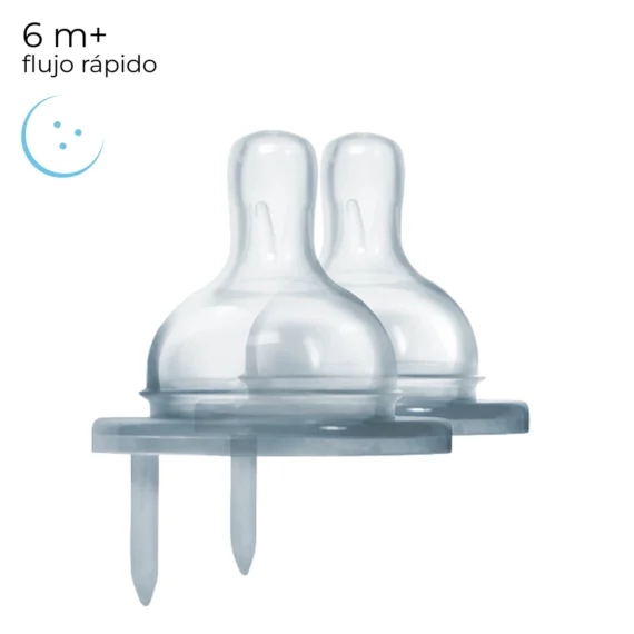 Tetina Anticólicos de Silicona para Biberón Pura – Pack de 2 - Medio 3 m+
