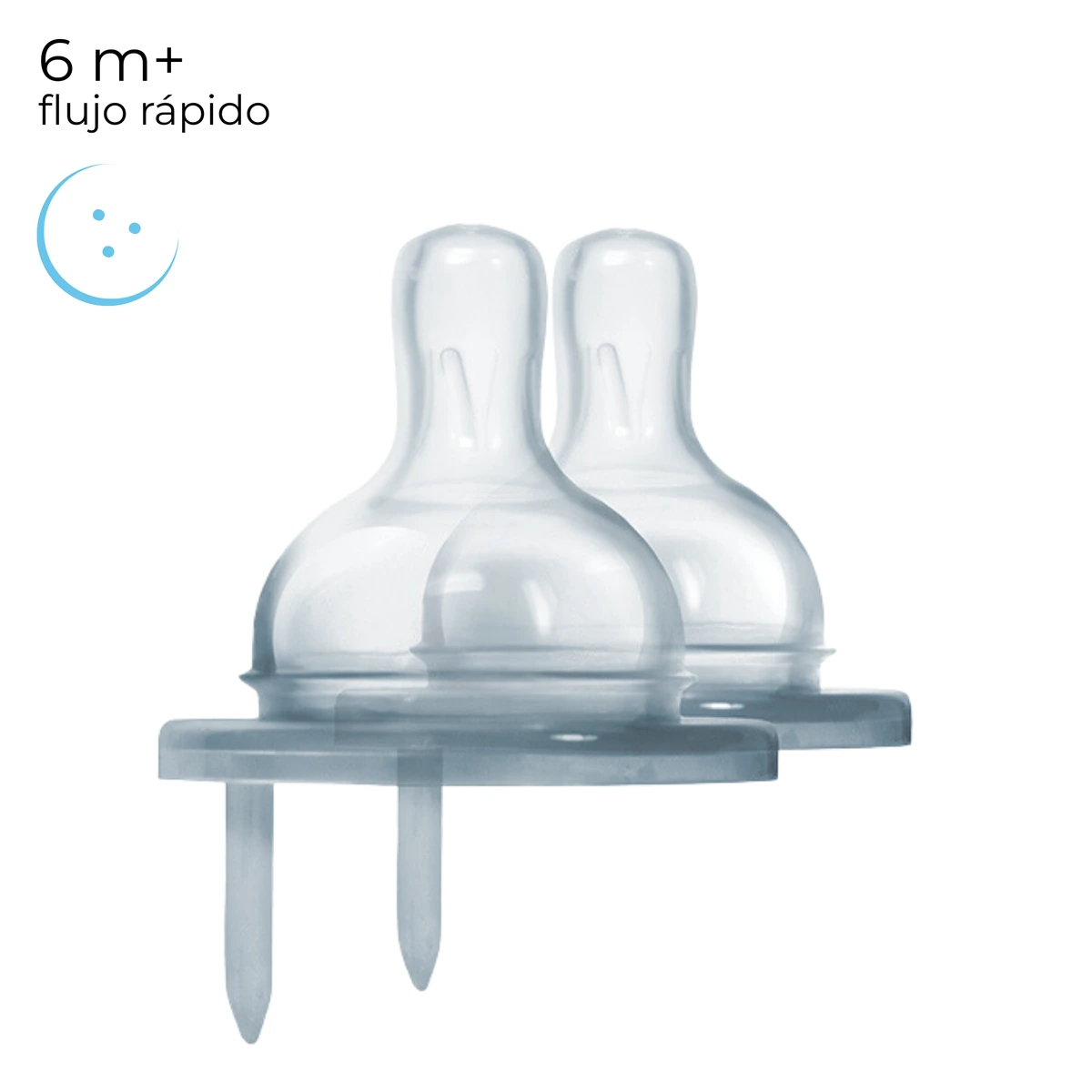 tetina de silicona pura de flujo rapido para biberon a partir de 6 meses pack de 2