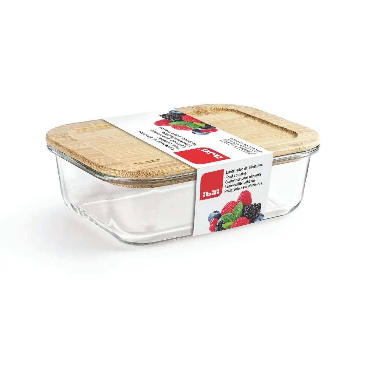 Táper para comida con tapa de bambú 1 L