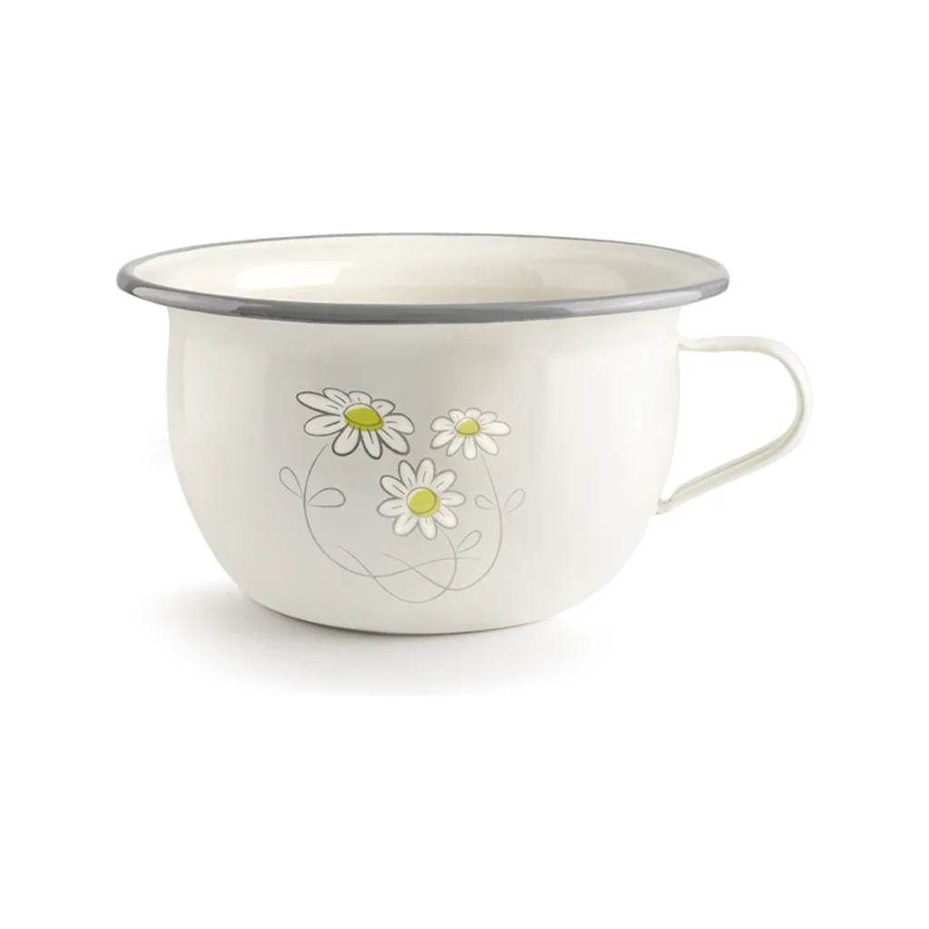 orinal de acero esmaltado vintage blanco con margaritas 2,7 l