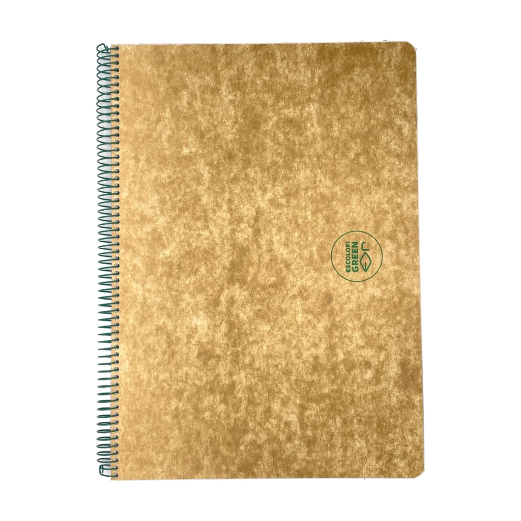 cuaderno reciclado de espiral escolofi din a4 con tapa de carton kraft