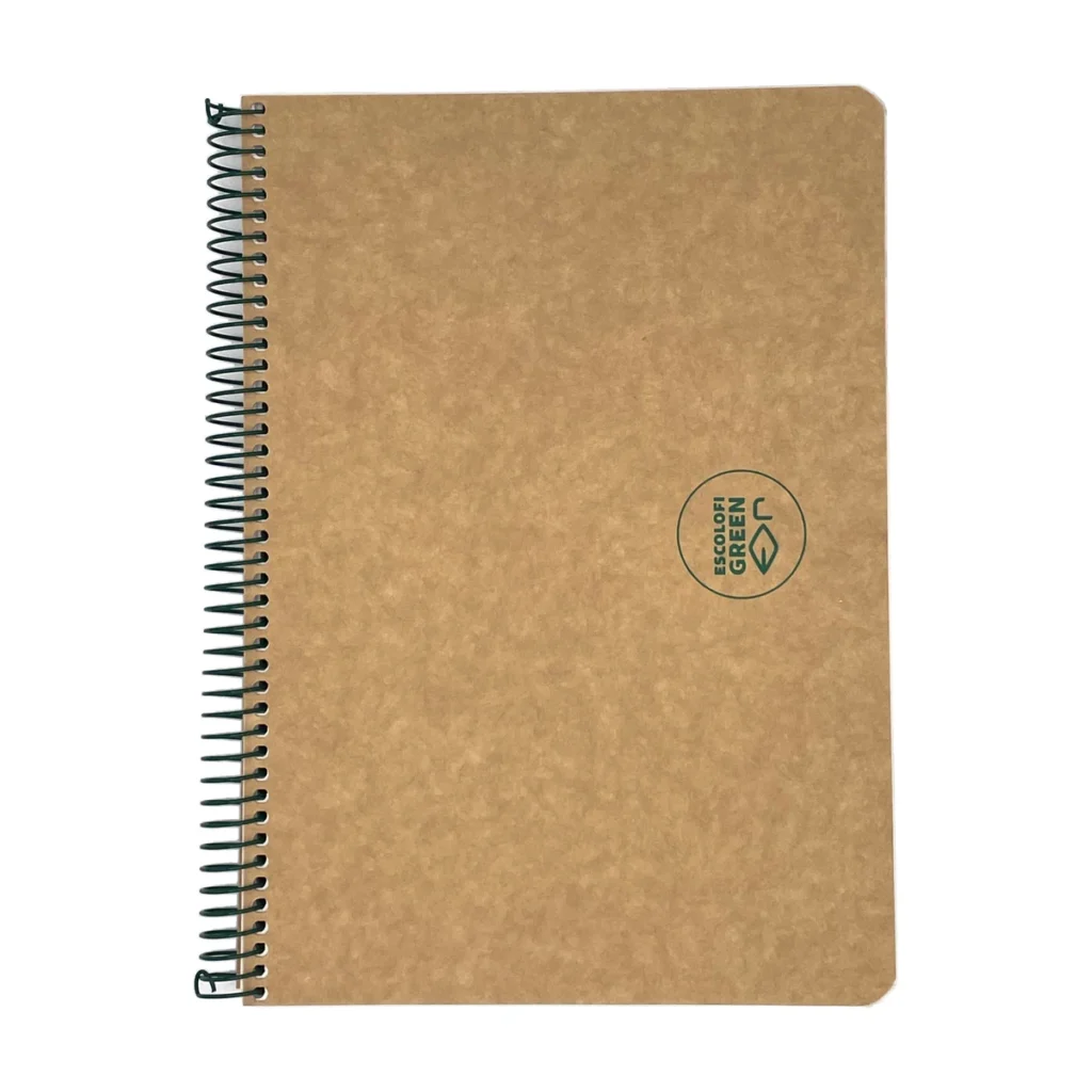 cuaderno reciclado de espiral escolofi din a5 con tapa de carton kraft