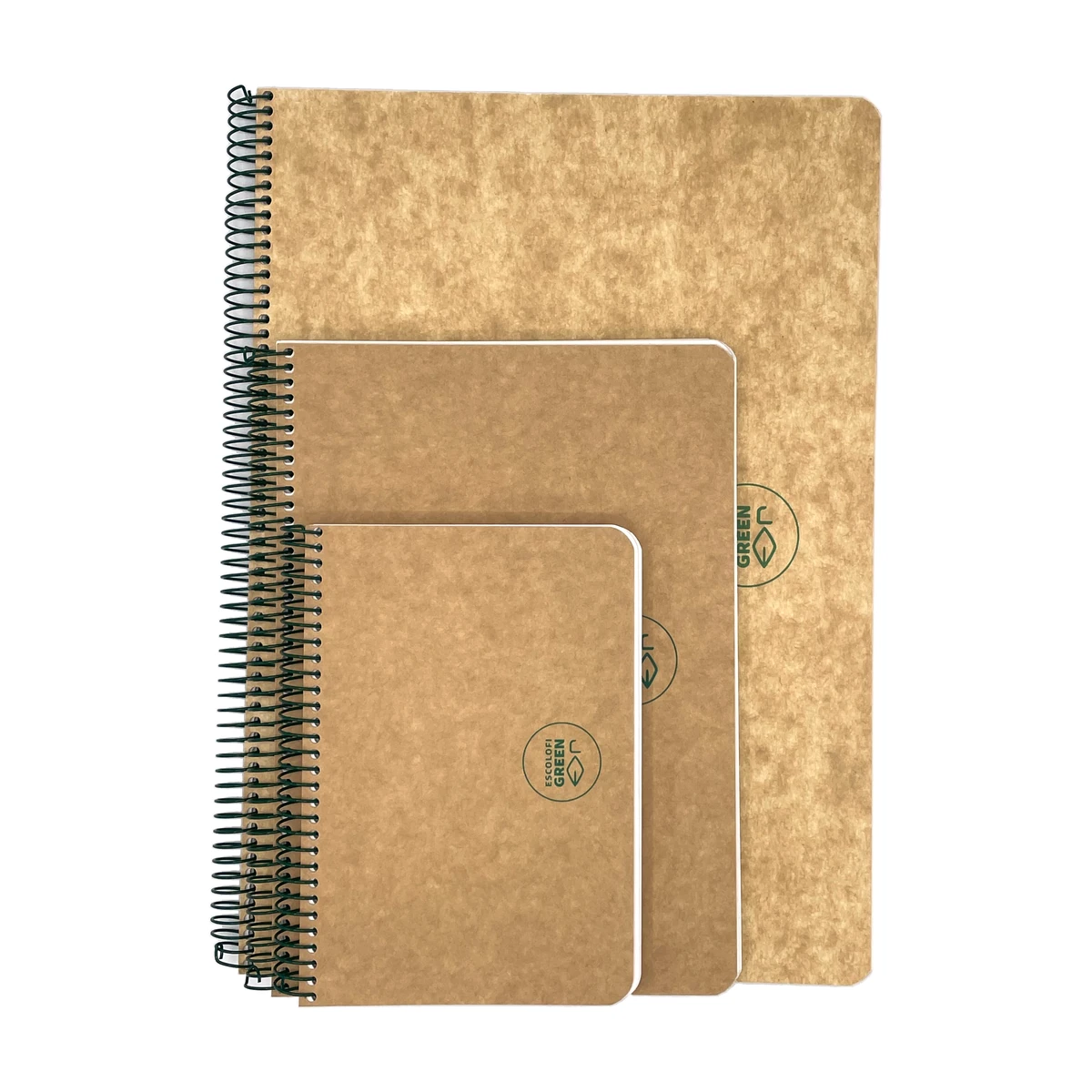 cuaderno reciclado de espiral escolofi en sus tres tamanos din a4 din a5 y din a6