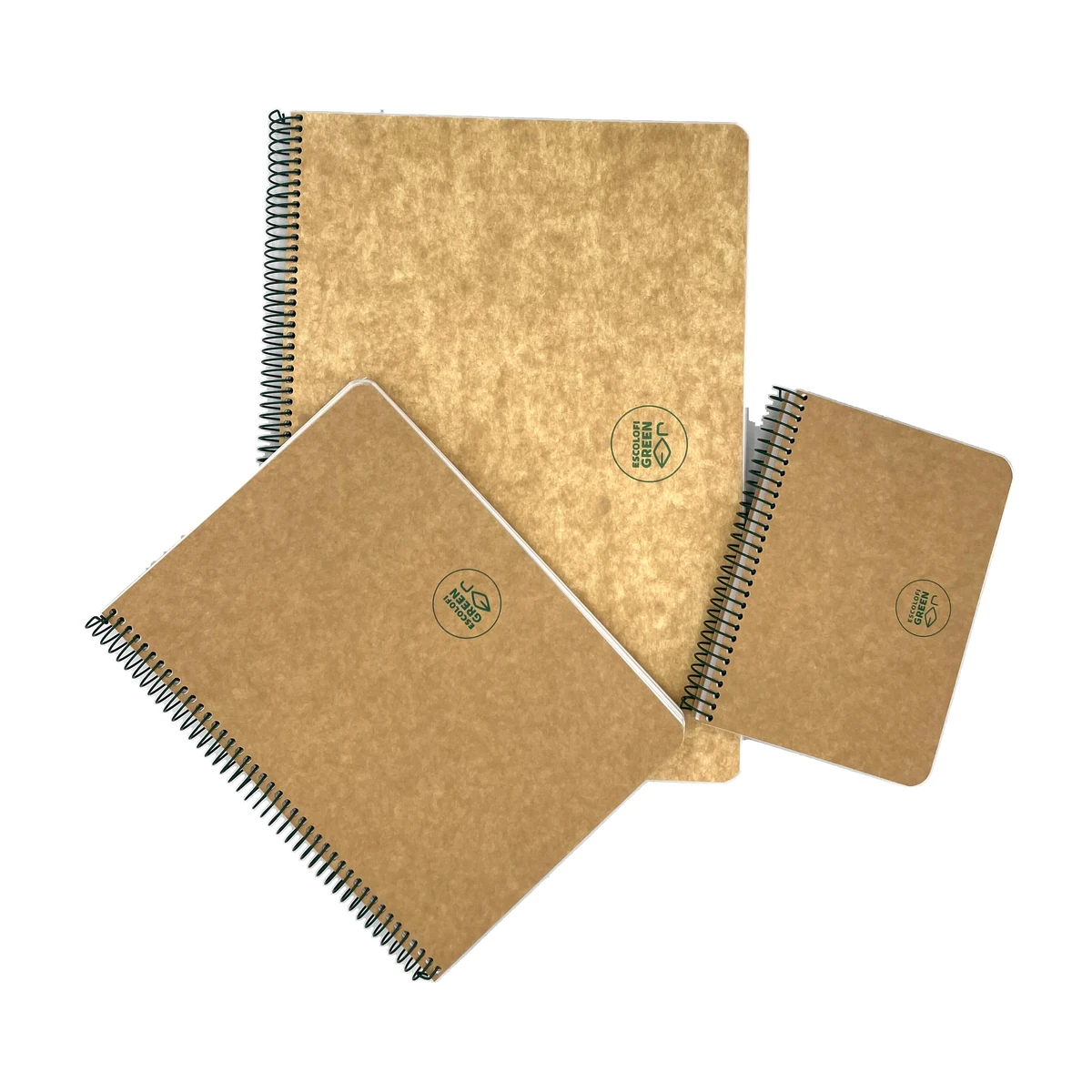 gama de cuadernos reciclados de espiral escolofi con tapa de carton kraft