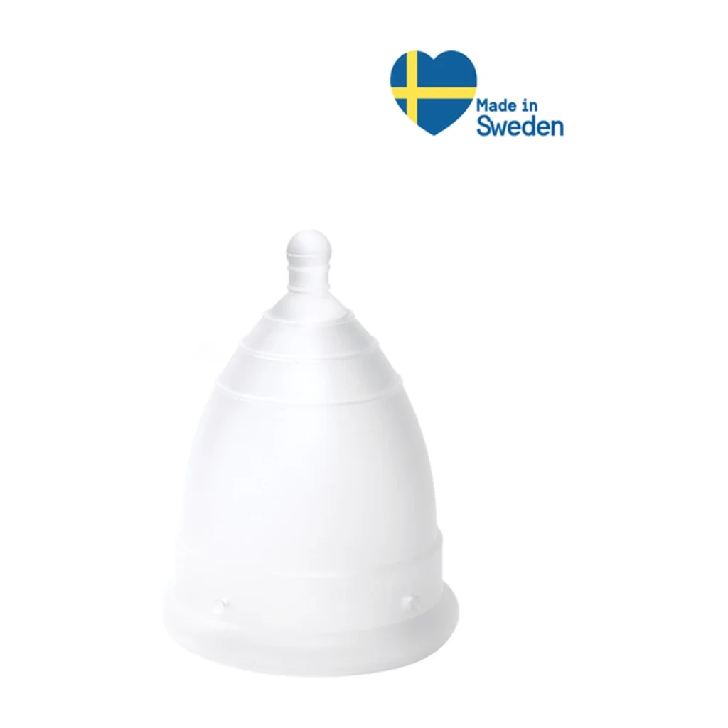copa menstrual de silicona medica transparente monthlycup hecha en suecia
