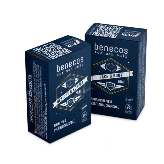 Jabón Sólido para Hombre Cara y Cuerpo con Carbón Benecos 75 g