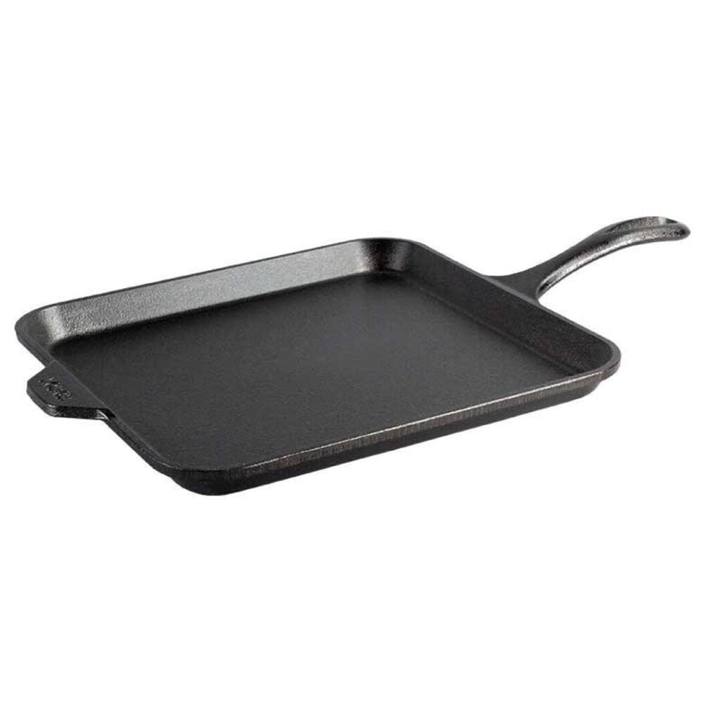 plancha de hierro fundido cuadrada con mango lodge 28 cm