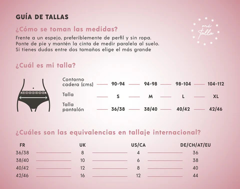 Guía de Tallas Bragas Menstruales Xula