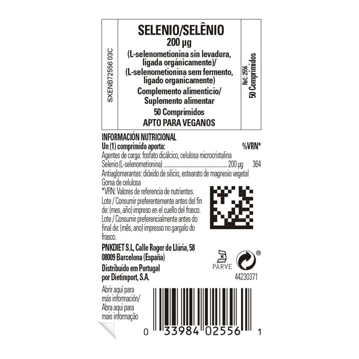 SELENIO 200mcg (sin levadura) 50 comprimidos
