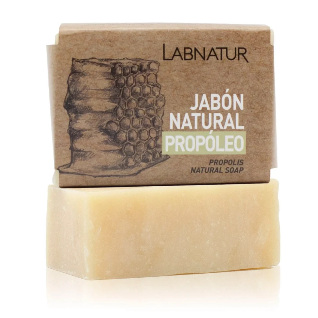 jabon natural de propoleo labnatur con banda de papel kraft