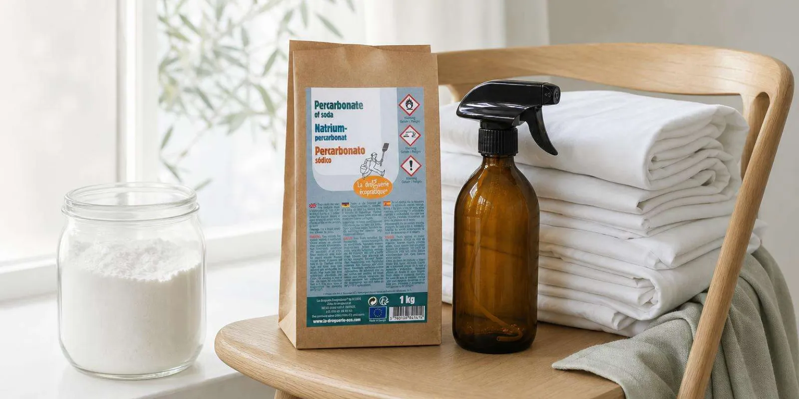 Ropa de cama blanca recién lavada a 60 grados con percarbonato para eliminar los piojos de los textiles