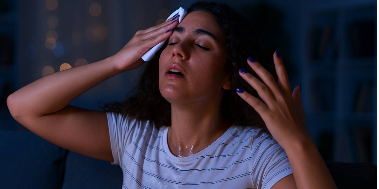 mujer sudando